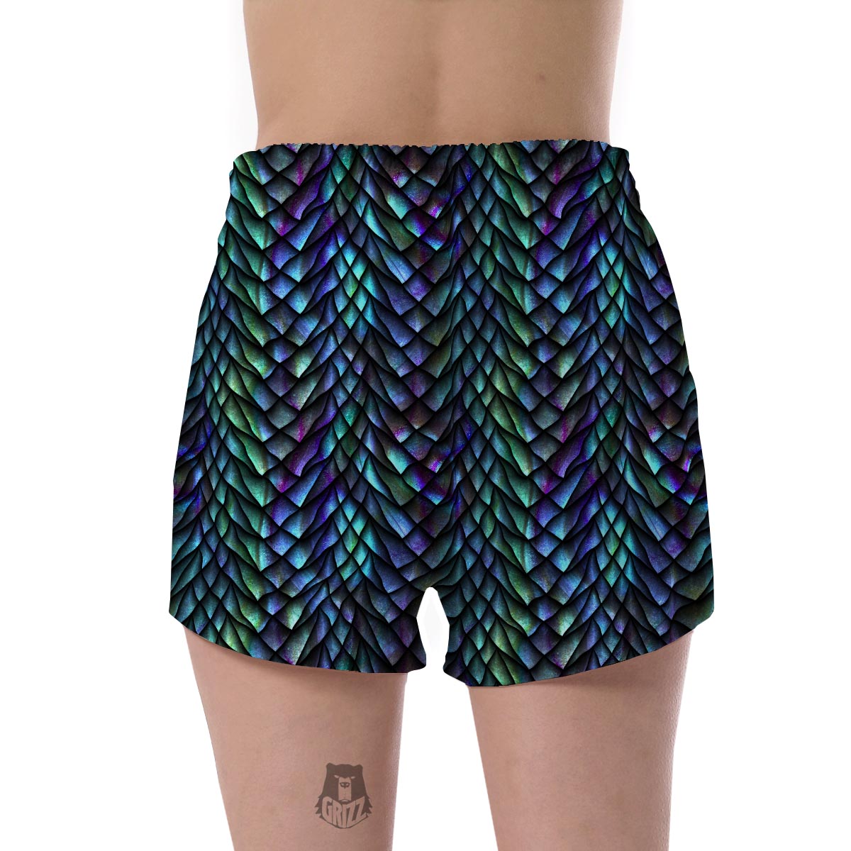 Blue Green Egg Skin Dragon Pattern Print Women's Shorts-grizzshop