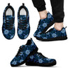 Blue Hawaiian Sea Turtle Pattern Print Black Sneaker Shoes For Men Women-grizzshop