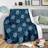 Blue Hawaiian Sea Turtle Pattern Print Blanket-grizzshop