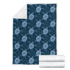 Blue Hawaiian Sea Turtle Pattern Print Blanket-grizzshop