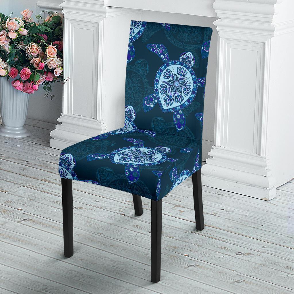 Blue Hawaiian Sea Turtle Pattern Print Chair Cover-grizzshop