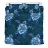 Blue Hawaiian Sea Turtle Pattern Print Duvet Cover Bedding Set-grizzshop