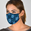 Blue Hawaiian Sea Turtle Pattern Print Face Mask-grizzshop