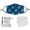 Blue Hawaiian Sea Turtle Pattern Print Face Mask-grizzshop