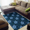 Blue Hawaiian Sea Turtle Pattern Print Floor Mat-grizzshop