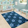 Blue Hawaiian Sea Turtle Pattern Print Floor Mat-grizzshop