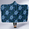 Blue Hawaiian Sea Turtle Pattern Print Hooded Blanket-grizzshop