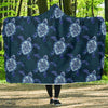 Blue Hawaiian Sea Turtle Pattern Print Hooded Blanket-grizzshop