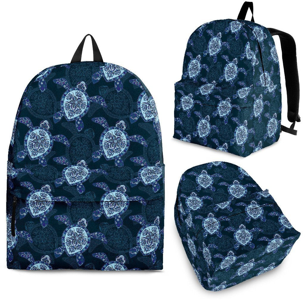 Blue Hawaiian Sea Turtle Pattern Print Premium Backpack-grizzshop