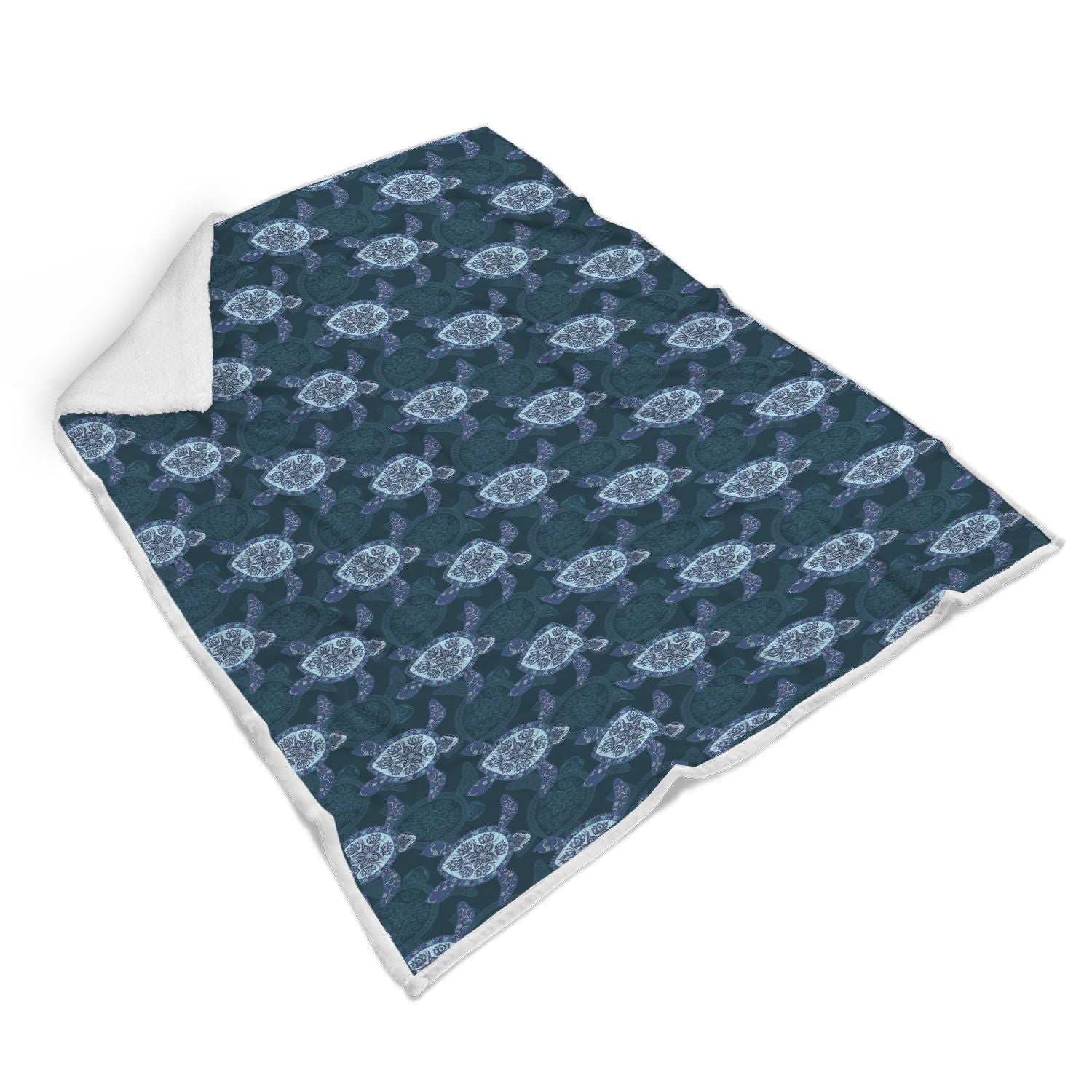 Blue Hawaiian Sea Turtle Pattern Print Throw Blanket-grizzshop
