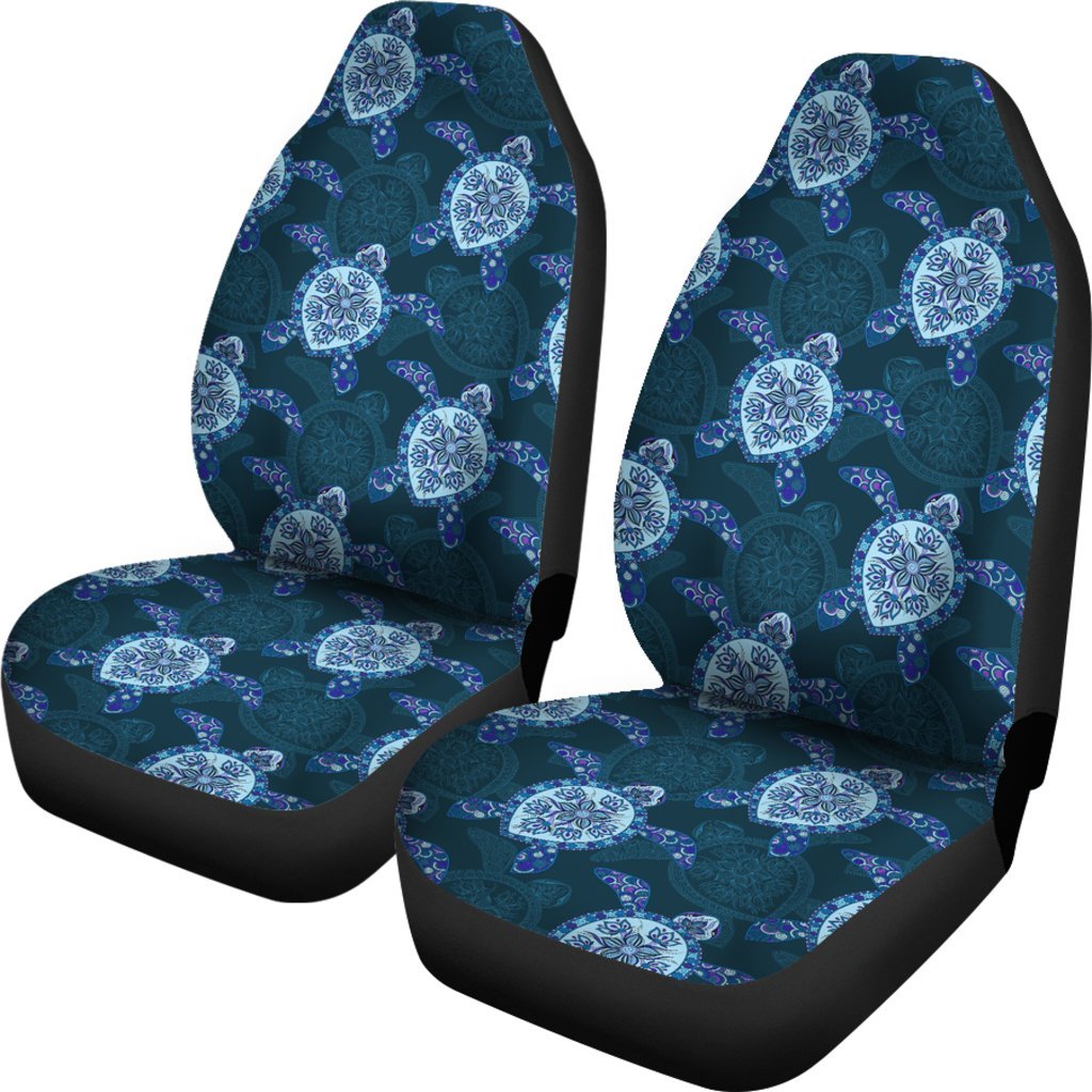 Blue Hawaiian Sea Turtle Pattern Print Universal Fit Car Seat Cover-grizzshop