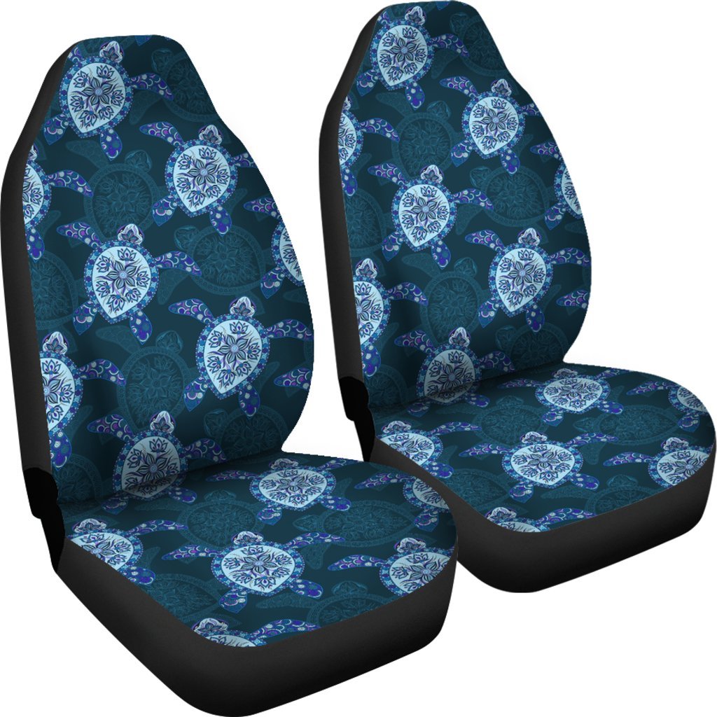 Blue Hawaiian Sea Turtle Pattern Print Universal Fit Car Seat Cover-grizzshop