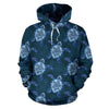 Blue Hawaiian Sea Turtle Pattern Print Women Men Pullover Hoodie-grizzshop