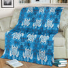 Blue Hawaiian Shark Sea Turtle Pattern Print Blanket-grizzshop