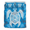 Blue Hawaiian Shark Sea Turtle Pattern Print Duvet Cover Bedding Set-grizzshop