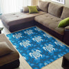 Blue Hawaiian Shark Sea Turtle Pattern Print Floor Mat-grizzshop