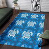 Blue Hawaiian Shark Sea Turtle Pattern Print Floor Mat-grizzshop