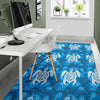 Blue Hawaiian Shark Sea Turtle Pattern Print Floor Mat-grizzshop