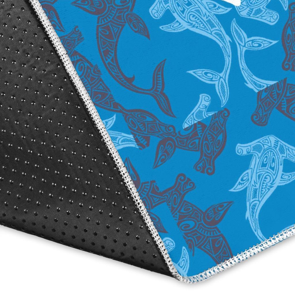 Blue Hawaiian Shark Sea Turtle Pattern Print Floor Mat-grizzshop