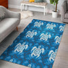 Blue Hawaiian Shark Sea Turtle Pattern Print Floor Mat-grizzshop