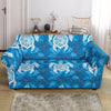 Blue Hawaiian Shark Sea Turtle Pattern Print Loveseat Cover-grizzshop