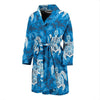 Blue Hawaiian Shark Sea Turtle Pattern Print Men Long Robe-grizzshop