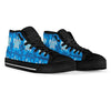 Blue Hawaiian Shark Sea Turtle Pattern Print Men Women's High Top Shoes-grizzshop