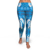 Blue Hawaiian Shark Sea Turtle Pattern Print Pattern Women Leggings-grizzshop