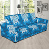 Blue Hawaiian Shark Sea Turtle Pattern Print Sofa Covers-grizzshop