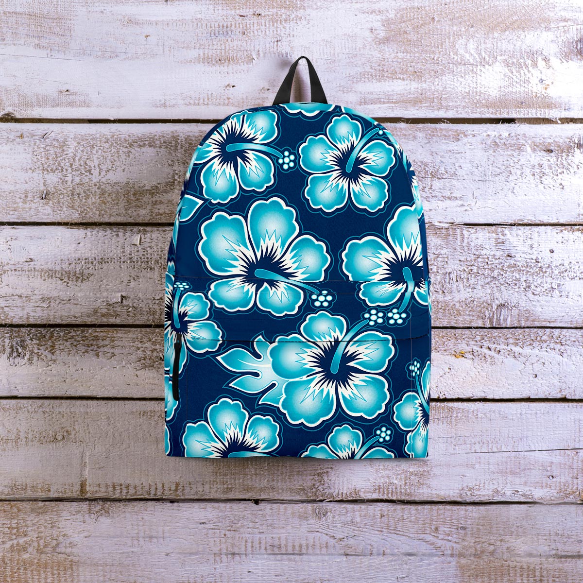 Blue Hibiscus Hawaiian Print Backpack-grizzshop