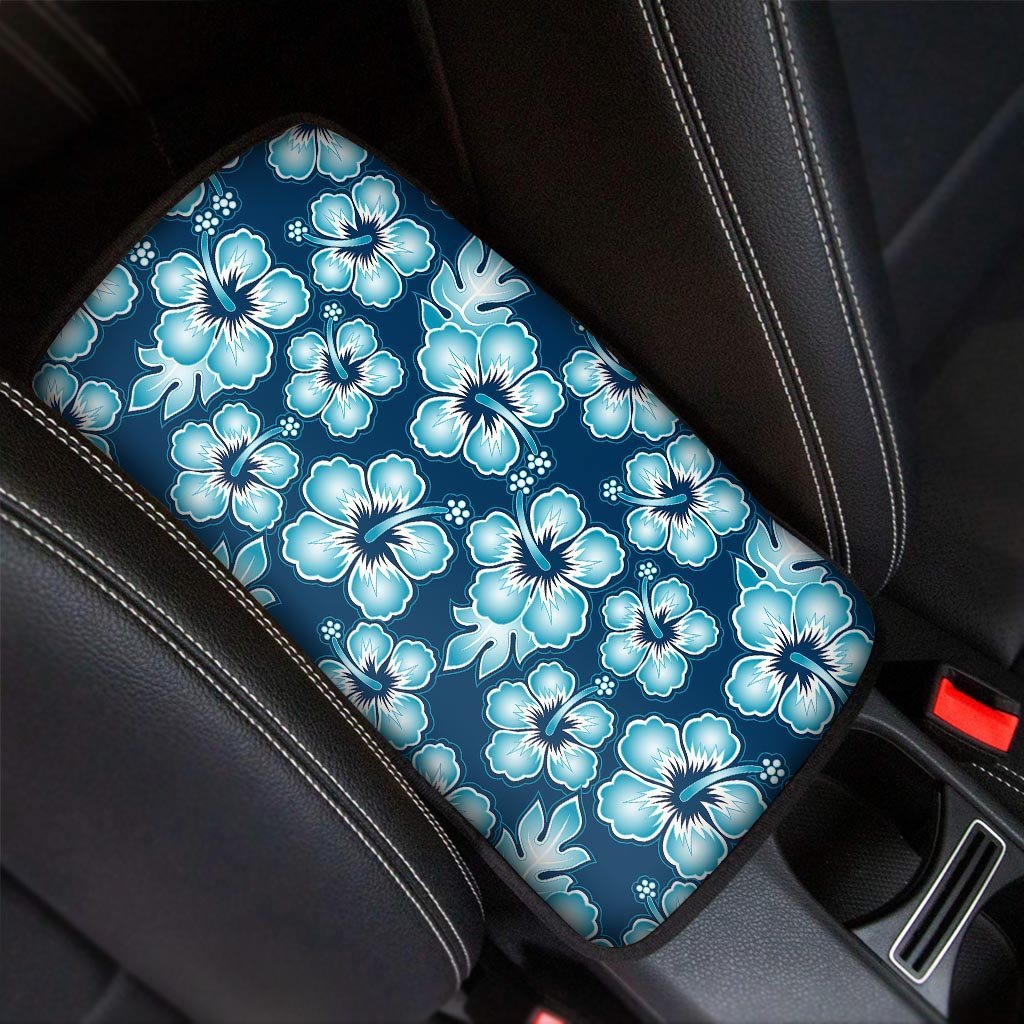 Blue Hibiscus Hawaiian Print Car Console Cover-grizzshop