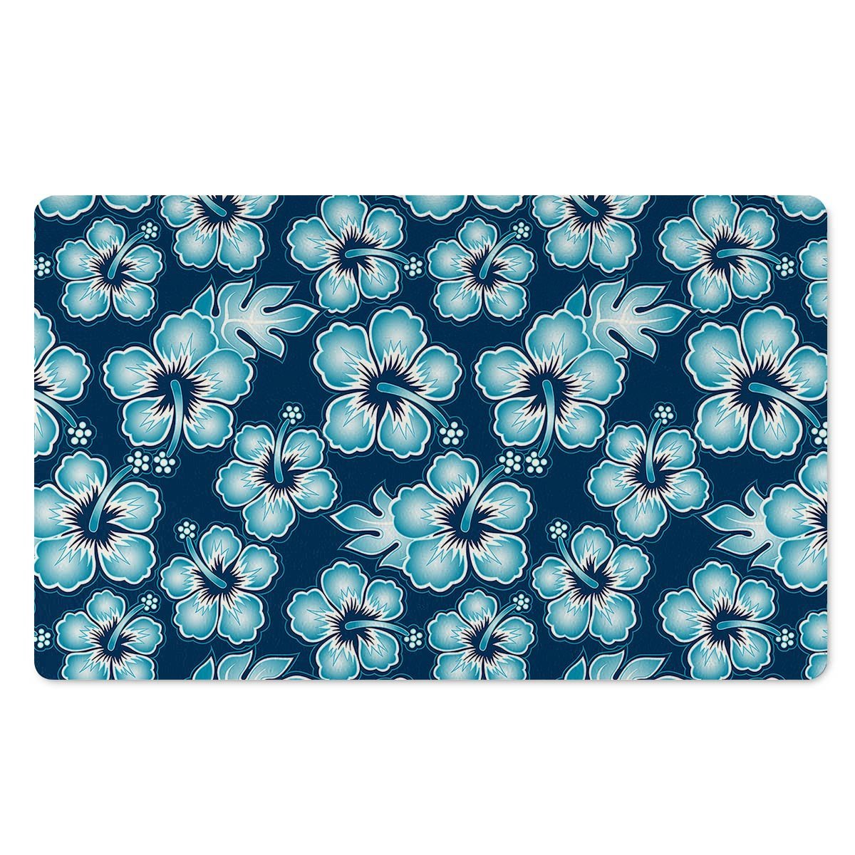 Blue Hibiscus Hawaiian Print Door Mat-grizzshop