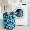 Blue Hibiscus Hawaiian Print Laundry Basket-grizzshop