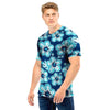 Blue Hibiscus Hawaiian Print Men T Shirt-grizzshop