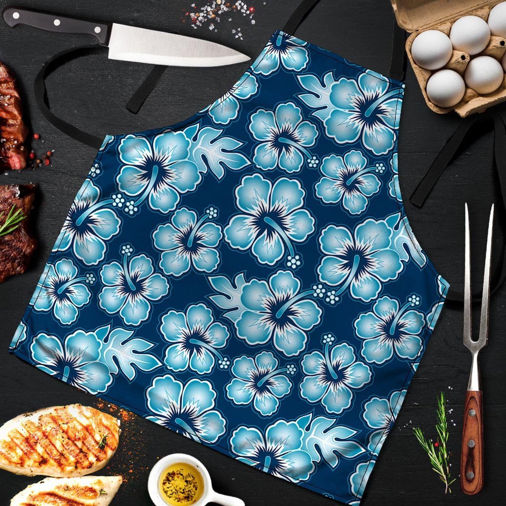 Blue Hibiscus Hawaiian Print Men's Apron-grizzshop