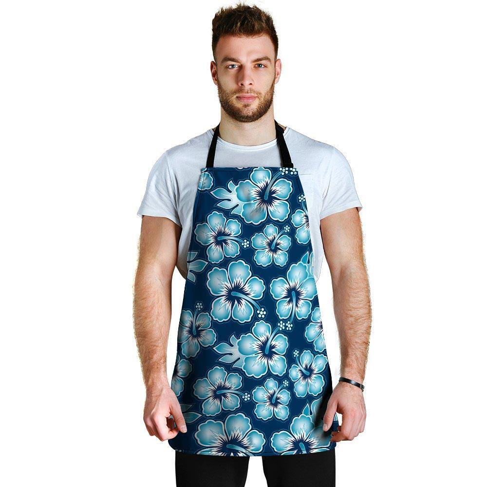 Blue Hibiscus Hawaiian Print Men's Apron-grizzshop