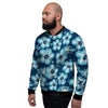 Blue Hibiscus Hawaiian Print Men's Bomber Jacket-grizzshop