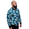 Blue Hibiscus Hawaiian Print Men's Bomber Jacket-grizzshop