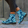 Blue Hibiscus Hawaiian Print Men's Boots-grizzshop