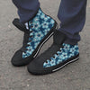 Blue Hibiscus Hawaiian Print Men's High Top Shoes-grizzshop