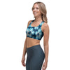 Blue Hibiscus Hawaiian Print Sports Bra-grizzshop