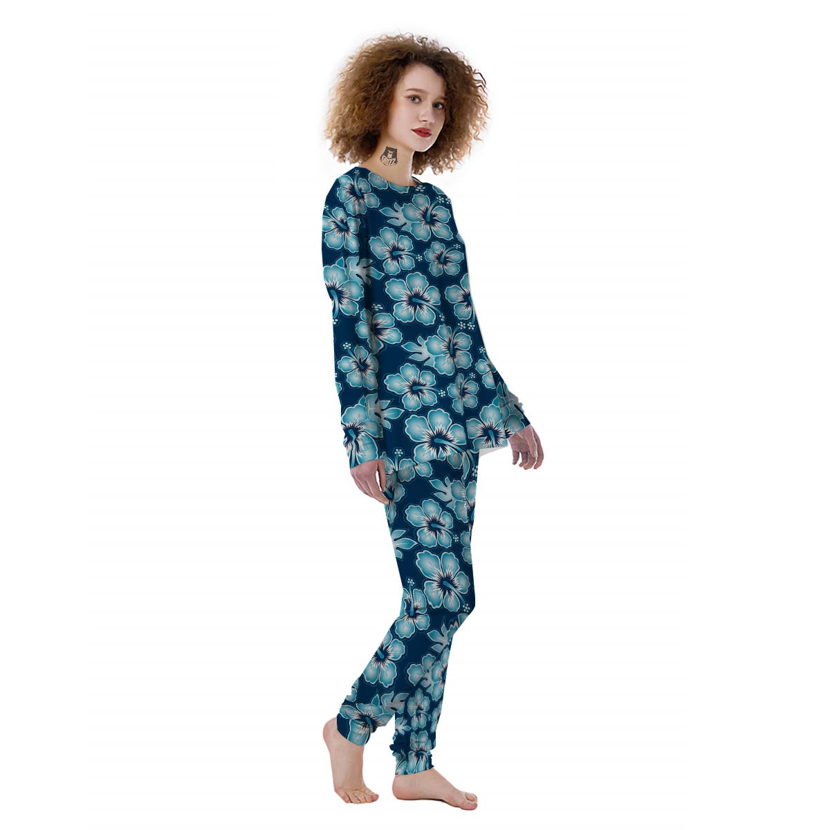 Blue Hibiscus Hawaiian Print Women's Pajamas-grizzshop