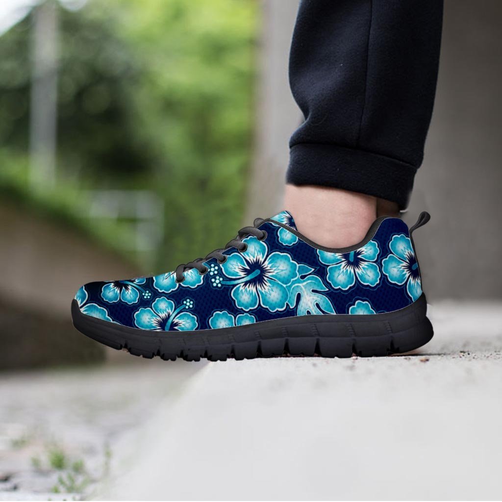 Blue Hibiscus Hawaiian Print Women's Sneakers-grizzshop