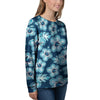 Blue Hibiscus Hawaiian Print Women's Sweatshirt-grizzshop