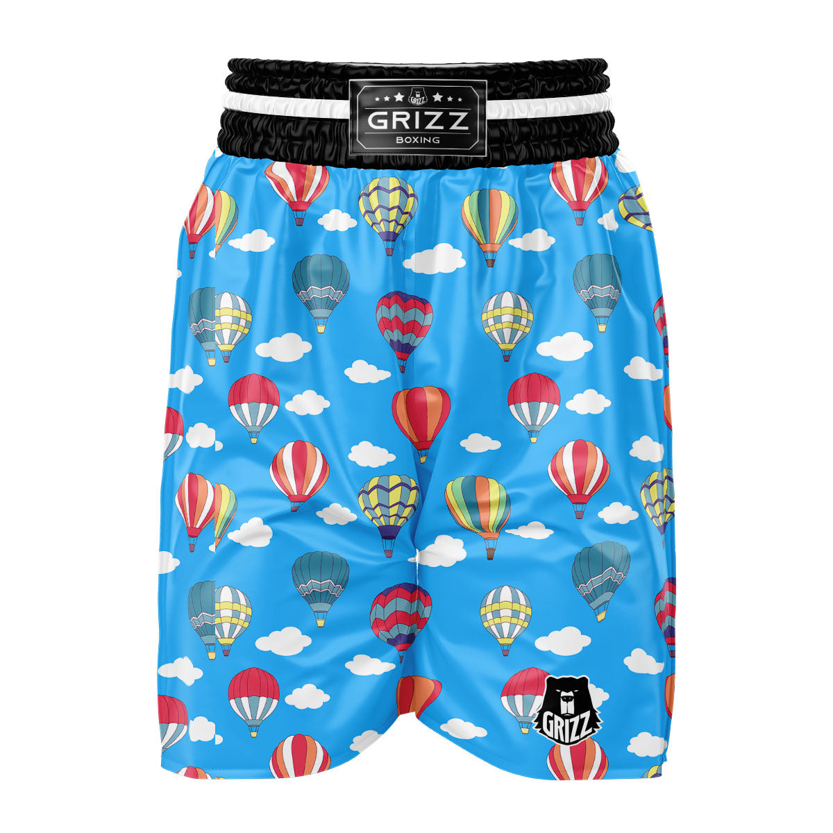 Blue Hot Air Balloon Print Pattern Boxing Shorts-grizzshop
