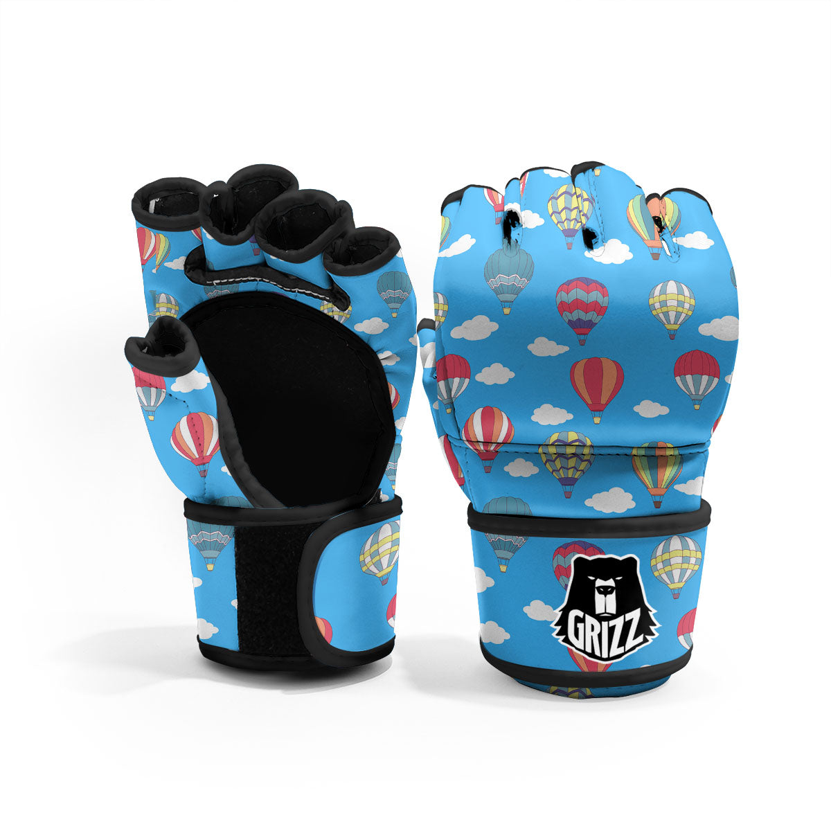 Blue Hot Air Balloon Print Pattern MMA Gloves-grizzshop