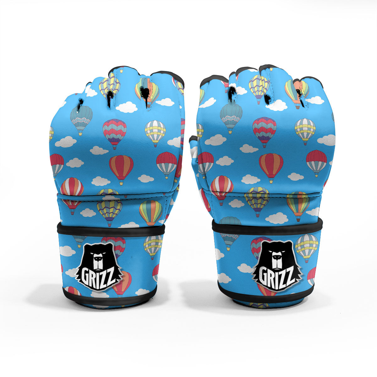 Blue Hot Air Balloon Print Pattern MMA Gloves-grizzshop