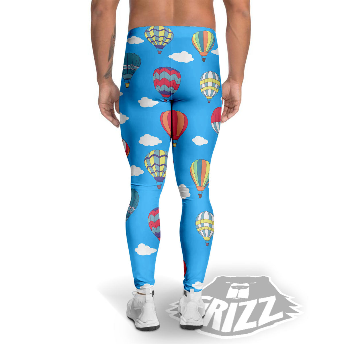 Blue Hot Air Balloon Print Pattern Men's Leggings-grizzshop