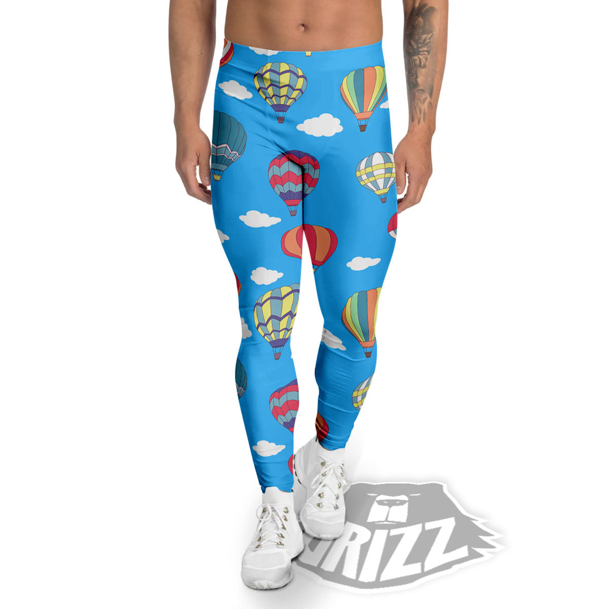 Blue Hot Air Balloon Print Pattern Men's Leggings-grizzshop