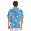 Blue Hot Air Balloon Print Pattern Men's Short Sleeve Shirts-grizzshop